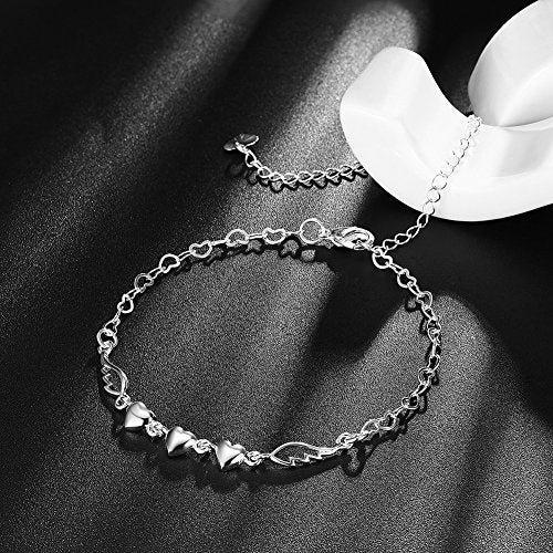 Cutesmile Fashion Jewelry 925 Sterling Silver Love Heart Angel Wings Chain Anklet - Image 5