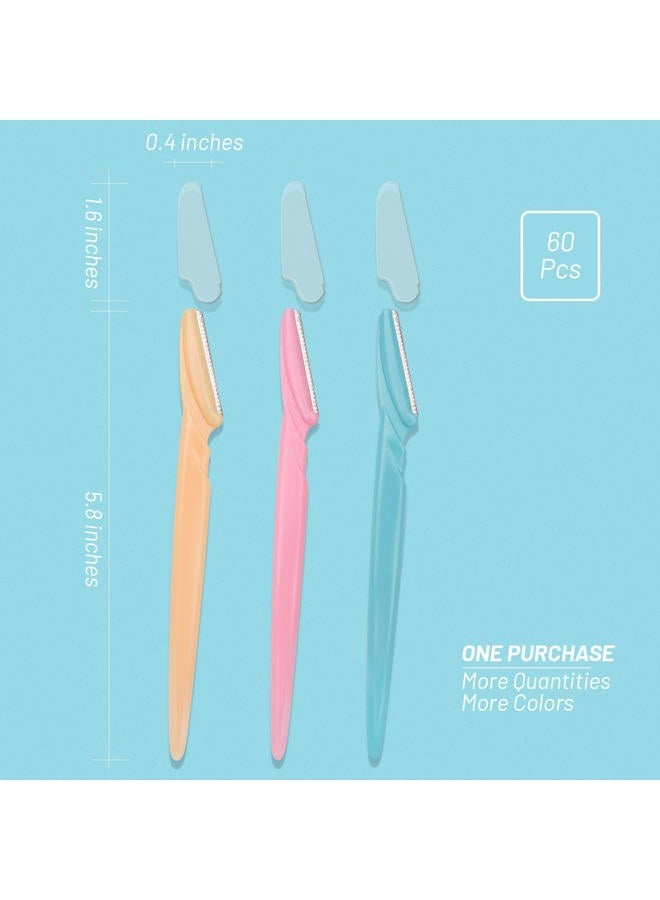 MoHern Eyebrow Razor with Box, 60 Pcs Face Razors for Women and Men, Multipurpose Dermaplane Razor, Dermaplaning Tool for Face, Multi-Color - Image 2