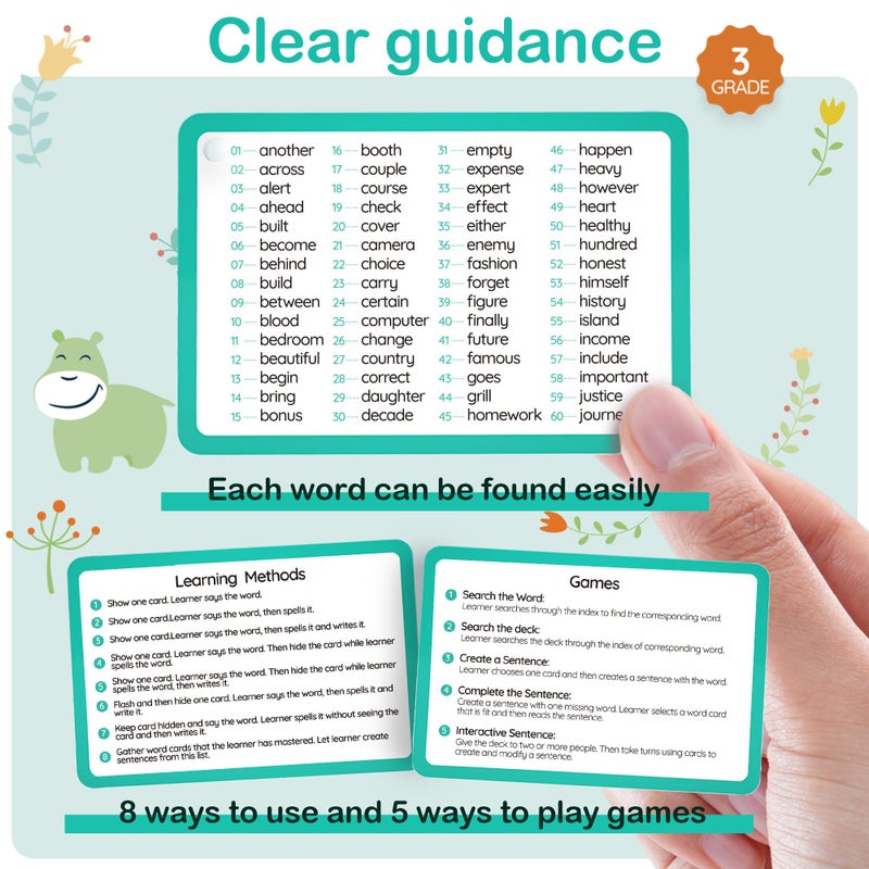 WJPC High Frequency Sight Words Flash Cards 2nd, 3rd Grade (Third-Grade) for 7,8.9 Years Age Kids Boys, Girls, Homeschool Learn to Read, Write. - Image 3