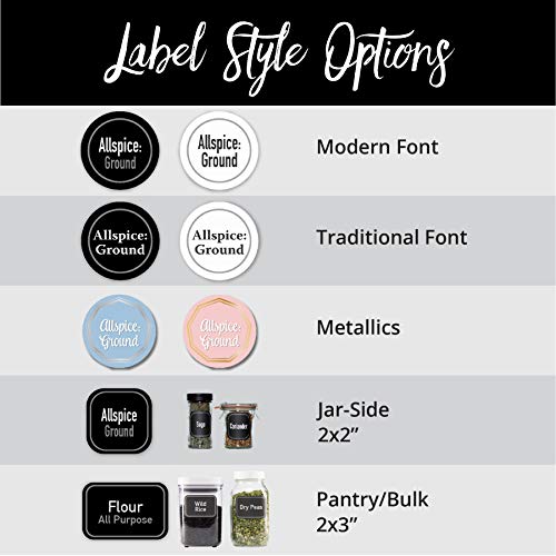 AllSpice Ultimate Spice label Set 525 Preprinted Water Resistant Round Spice Jar Labels Set 1.5" with Extra Fine White Paint Pen(Modern Black) - Image 3