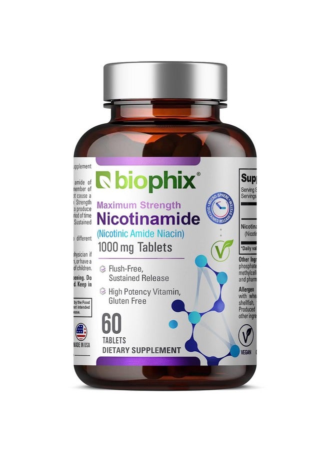 biophix B-3 Nicotinamide 1000 mg 60 Tablets Extra Strength Timed Release - Nicotinic Amide Niacin Natural Flush-Free Vitamin Formula - Supports Skin Cell Health - pzsku/Z42A759B2EA434402B3A4Z/45/_/1739864645/4bc5775b-bd68-45df-a6cc-9cda4b0a7b75