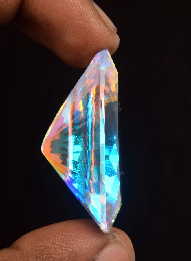 REAL-GEMS White Mystic Topaz 32.30 Ct Mystic Topaz Faceted Pear Fire Mystic Topaz Gemstone Faceted Loose Stone - Image 3