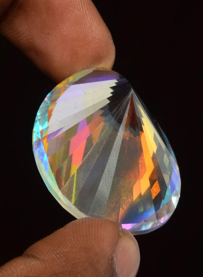 REAL-GEMS White Mystic Topaz 32.30 Ct Mystic Topaz Faceted Pear Fire Mystic Topaz Gemstone Faceted Loose Stone - Image 5