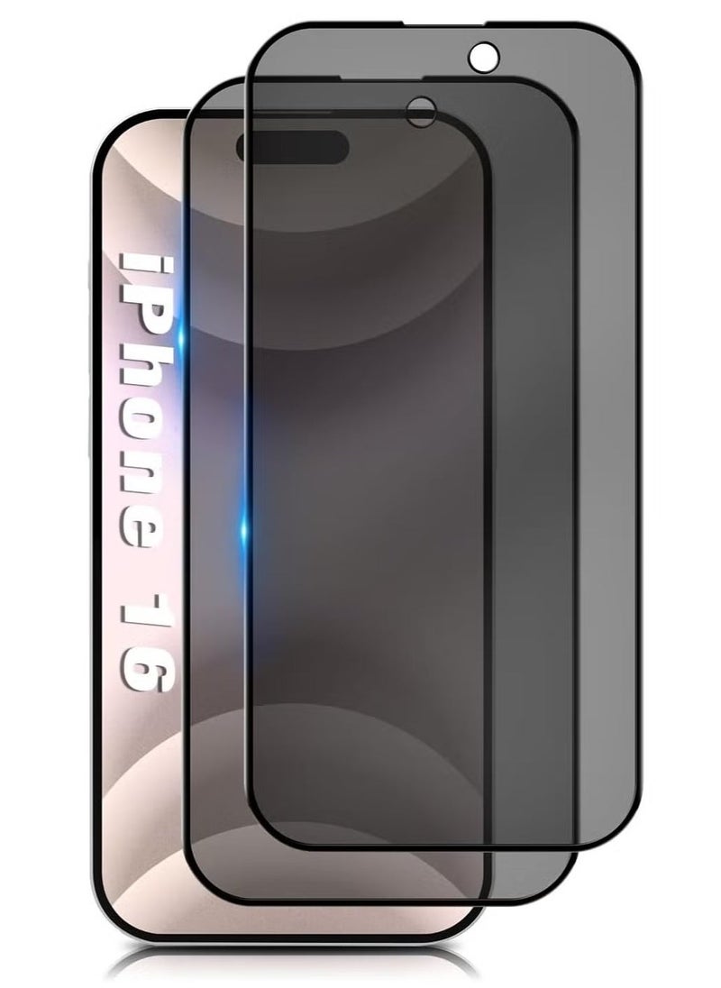 vesus 2-Pack Tempered Glass Privacy Screen Protector for iPhone 16 [Anti-Spy] [Anti-Scratch] [9H Hardness] - 6.1-Inch - Image 1