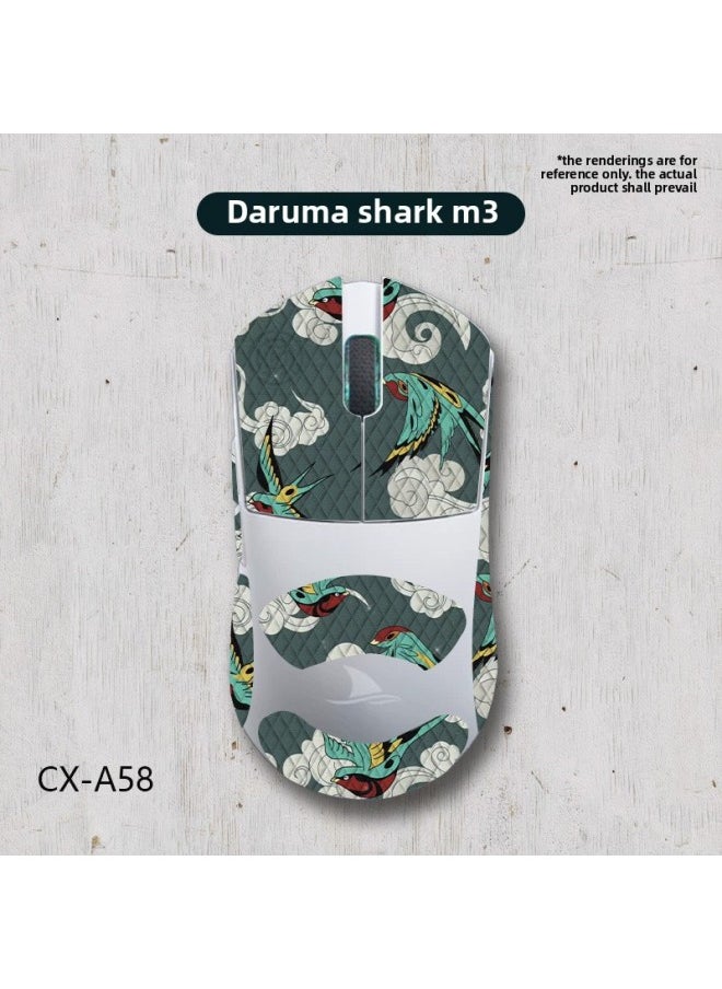 Generic - Applicable Mouse Anti-slip Stickers Darmoshark Damo Shark M3 Special Side Sweat-absorbing Protective Stickers Full Set Of Palm-Color:Daruma Shark M3-CX-A58/white Diamond-all Inclusive - Image 1