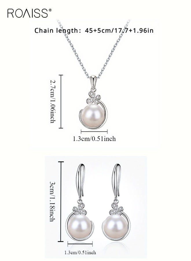 رويس طقم مجوهرات نسائي من قطعتين من اللؤلؤ على شكل فراشة، قلادة أنيقة وأقراط متطابقة، خفيفة الوزن، مضادة للحساسية، مع سلسلة قلادة قابلة للتعديل، مناسب للتواريخ وحفلات الزفاف أو الهدايا - Image 5