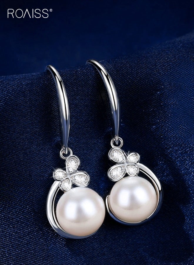 رويس طقم مجوهرات نسائي من قطعتين من اللؤلؤ على شكل فراشة، قلادة أنيقة وأقراط متطابقة، خفيفة الوزن، مضادة للحساسية، مع سلسلة قلادة قابلة للتعديل، مناسب للتواريخ وحفلات الزفاف أو الهدايا - Image 4