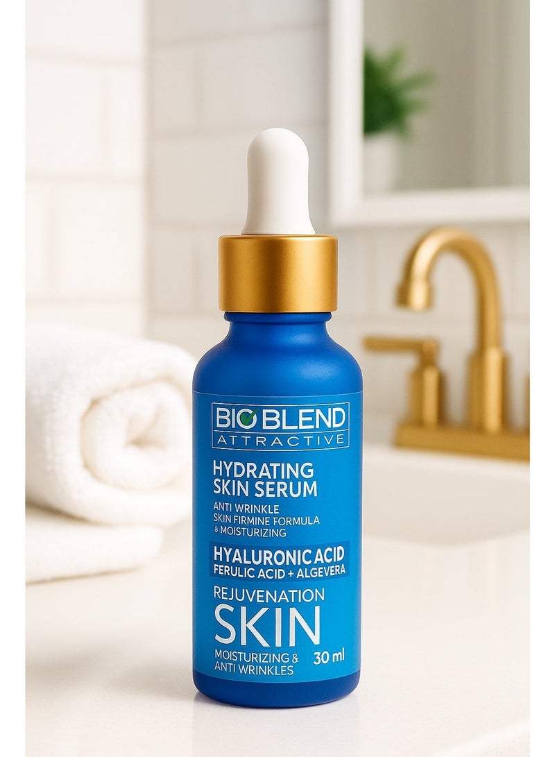 Bio Blend- 2% Hyaluronic Acid Hydrating Face Serum with Ferulic Acid & Aloe Vera – Anti-Wrinkle, Firming & Hydrating – 30ml - Image 3