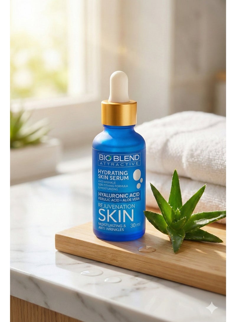 Bio Blend- 2% Hyaluronic Acid Hydrating Face Serum with Ferulic Acid & Aloe Vera – Anti-Wrinkle, Firming & Hydrating – 30ml - Image 4