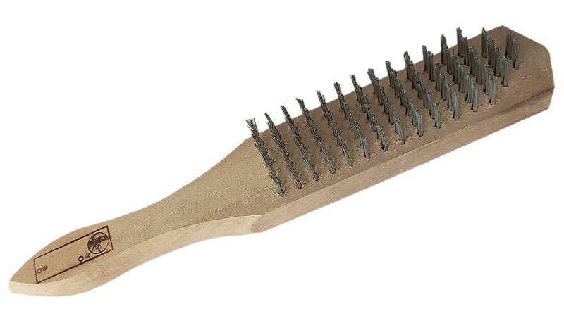 Inditrust Carbon Steel Wire Hand Brush 10 inch length Wooden handle (2pcs) - Image 3