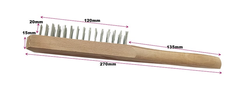 Inditrust Carbon Steel Wire Hand Brush 10 inch length Wooden handle (2pcs) - Image 2