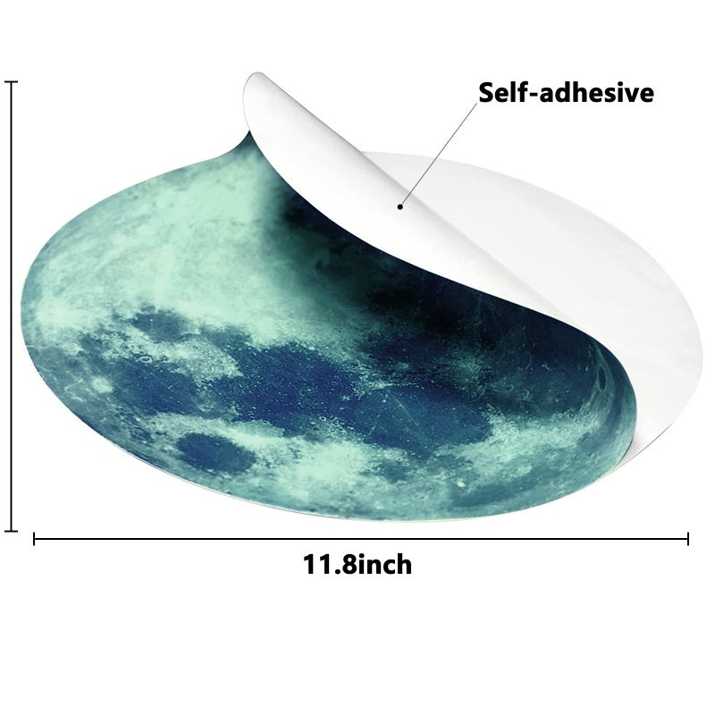 Glow in The Dark Moon Wall Decal  Glow in The Dark Stickers for Kids Bedroom  Glow in The Dark Moon Stickers for Ceiling  Glow in The Dark Poster 11.8 inch  - Image 5