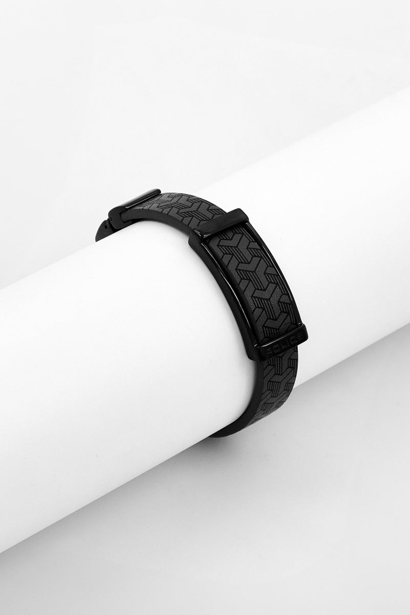 POLICE Men Leather Fashionable Bracelet, Grey - Image 1