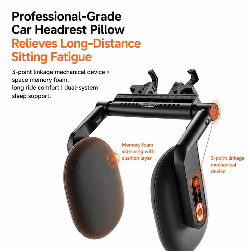 Three-Axis Dual-Hook Multifunctional Car Pillow with Memory Foam for Side Sleeping and Neck  Support - Image 4