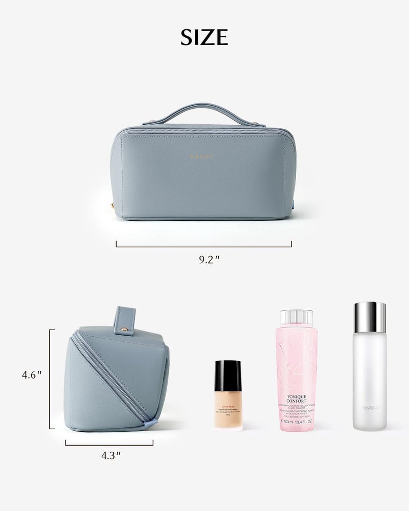 EACHY Travel Makeup Bag,Large Capacity Cosmetic Bags for Women,Waterproof Portable Pouch Open Flat Toiletry Bag Pattern Makeup Bag - Image 4