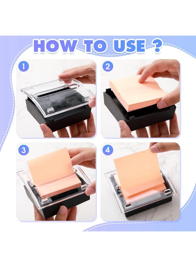 Mimorou 4 Pieces Pop Up Notes Dispenser Black Base Sticky Note Holder Clear Top Sticky Pad Holder For Desk Sticky Note Container Acrylic Notes Organizer Fits For 3 X 3 Inches Notes School Office Home Store  - Image 4