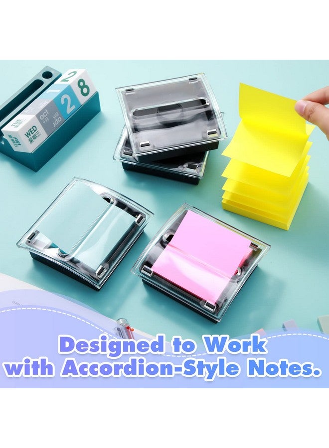 Mimorou 4 Pieces Pop Up Notes Dispenser Black Base Sticky Note Holder Clear Top Sticky Pad Holder For Desk Sticky Note Container Acrylic Notes Organizer Fits For 3 X 3 Inches Notes School Office Home Store  - Image 2