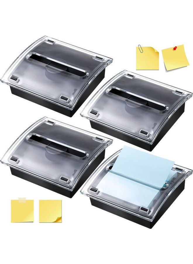 Mimorou 4 Pieces Pop Up Notes Dispenser Black Base Sticky Note Holder Clear Top Sticky Pad Holder For Desk Sticky Note Container Acrylic Notes Organizer Fits For 3 X 3 Inches Notes School Office Home Store  - Image 1
