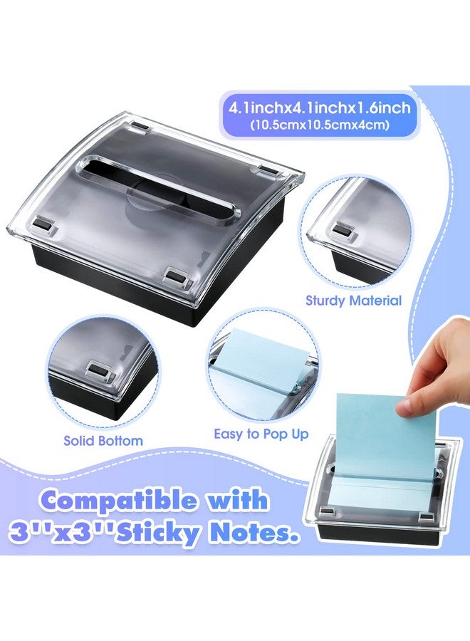 Mimorou 4 Pieces Pop Up Notes Dispenser Black Base Sticky Note Holder Clear Top Sticky Pad Holder For Desk Sticky Note Container Acrylic Notes Organizer Fits For 3 X 3 Inches Notes School Office Home Store  - Image 3