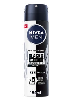NIVEA MEN NIVEA spray Antiperspirant Spray for Men, Black & White Invisible Protection Original, 150ml 