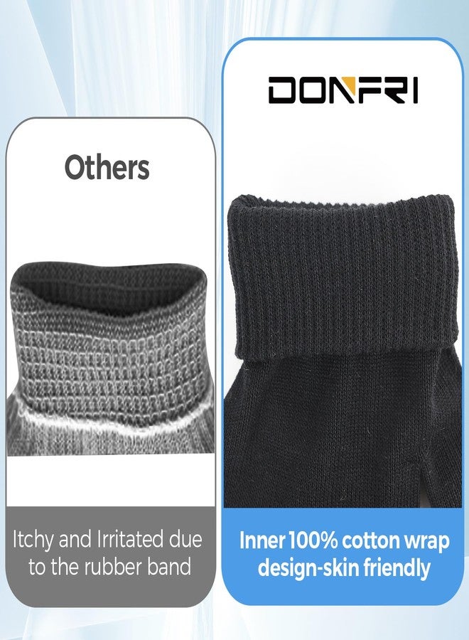 Donfri 2 Pairs Cotton Moisturizing Gloves Men Touchscreen Fingers for Eczema Dry Hands Hand Care Overnight Moisturizing (Medium-Black) - Image 5
