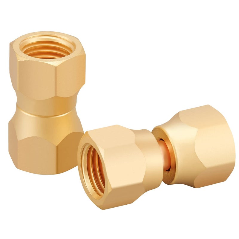 Minimprover 2 PCS Brass 1/4" Female Flare Swivel Adapter, Female Swivel Nut, Flare Tube Fitting, Valve Connector