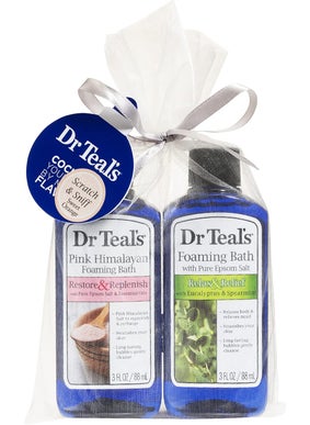 Dr Teals Foaming Bath Holiday Gift Combo Pack 6 fl oz Total Restore  Replenish with Pink Himalayan Salt and Relax  Relief with Eucalyptus and Spearmint Treat Your Skin Senses and Stress