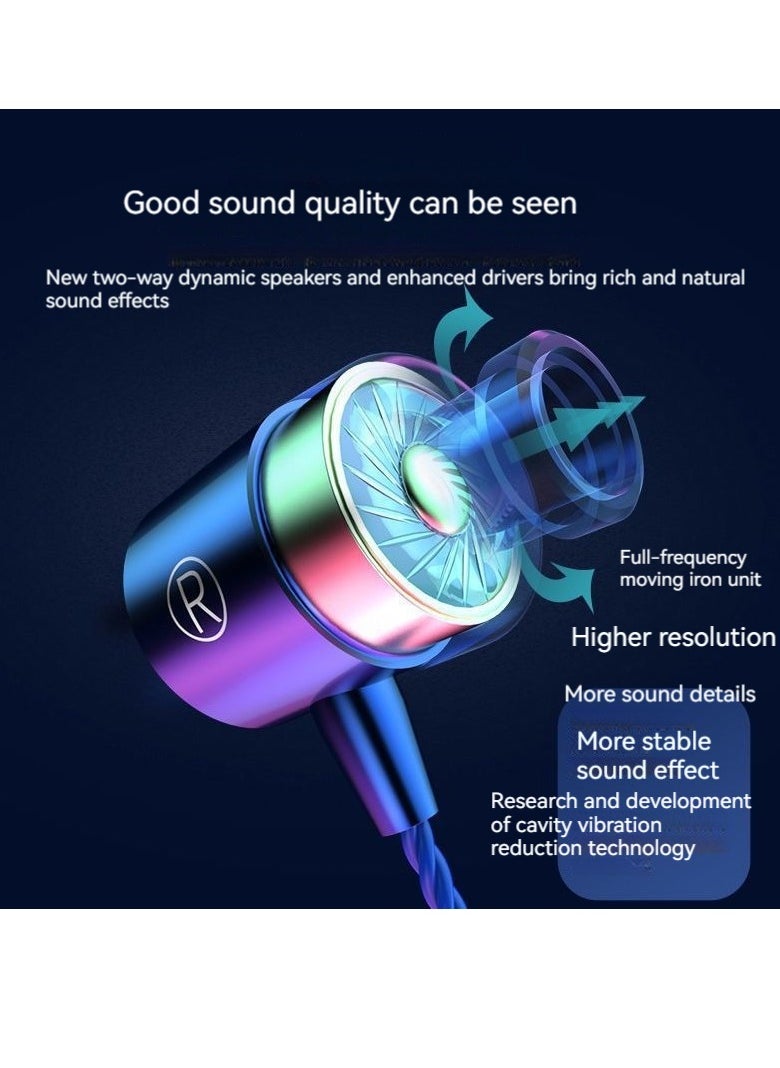 Generic Metal heavy bass wired in-ear headphones with wire-controlled tuning earbuds with microphone (silver)  - Image 3