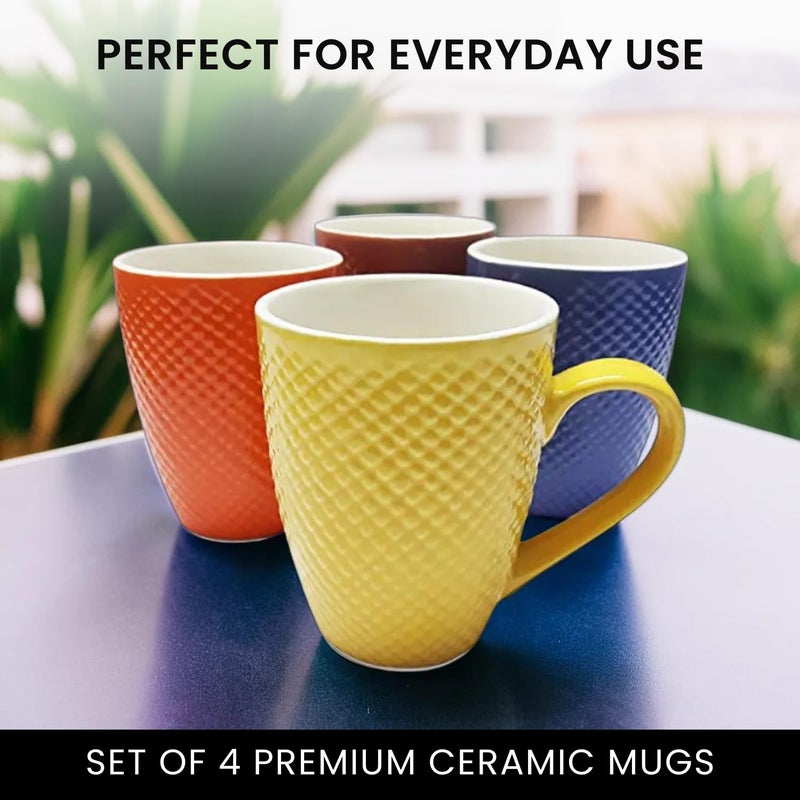 KITTENS Ceramic Coffee Mug Set of 4 330 ml Dot Pattern Microwave Safe Food Grade Material Handcrafted - Image 4