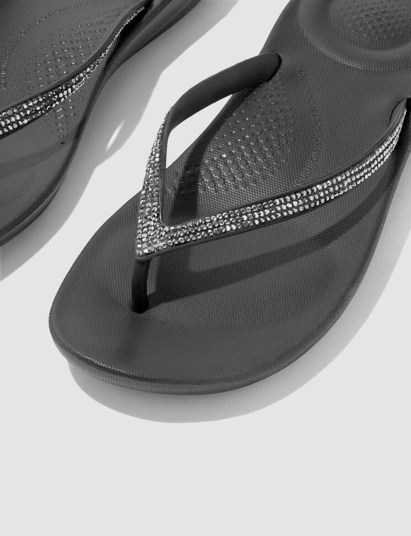 FitFlop Iqushıon Sparkle R08 Black Women's Flip Flops - Image 3