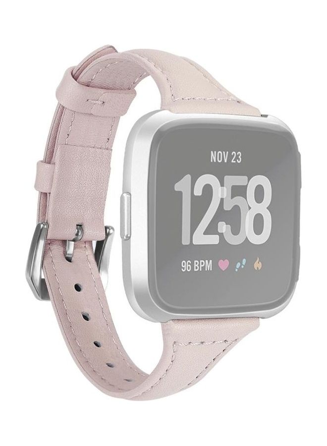 NIBEMINENT Smart Watch Leather Wrist Strap Watchband For Fitbit Versa 2 Pink