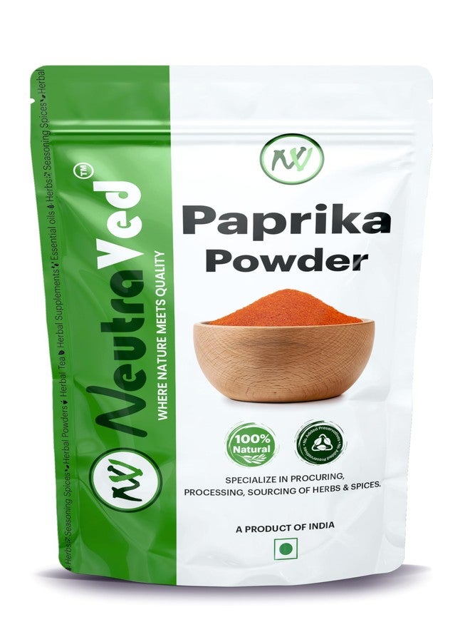 NeutraVed Paprika Powder 100g | Sweet & Mild Red Paprika Spice for Cooking, Seasoning & Garnishing | Comes in Standup Ziper Pouch - 100gm - Image 1