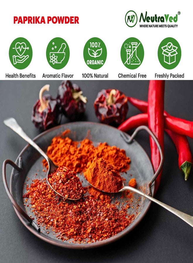NeutraVed Paprika Powder 100g | Sweet & Mild Red Paprika Spice for Cooking, Seasoning & Garnishing | Comes in Standup Ziper Pouch - 100gm - Image 2