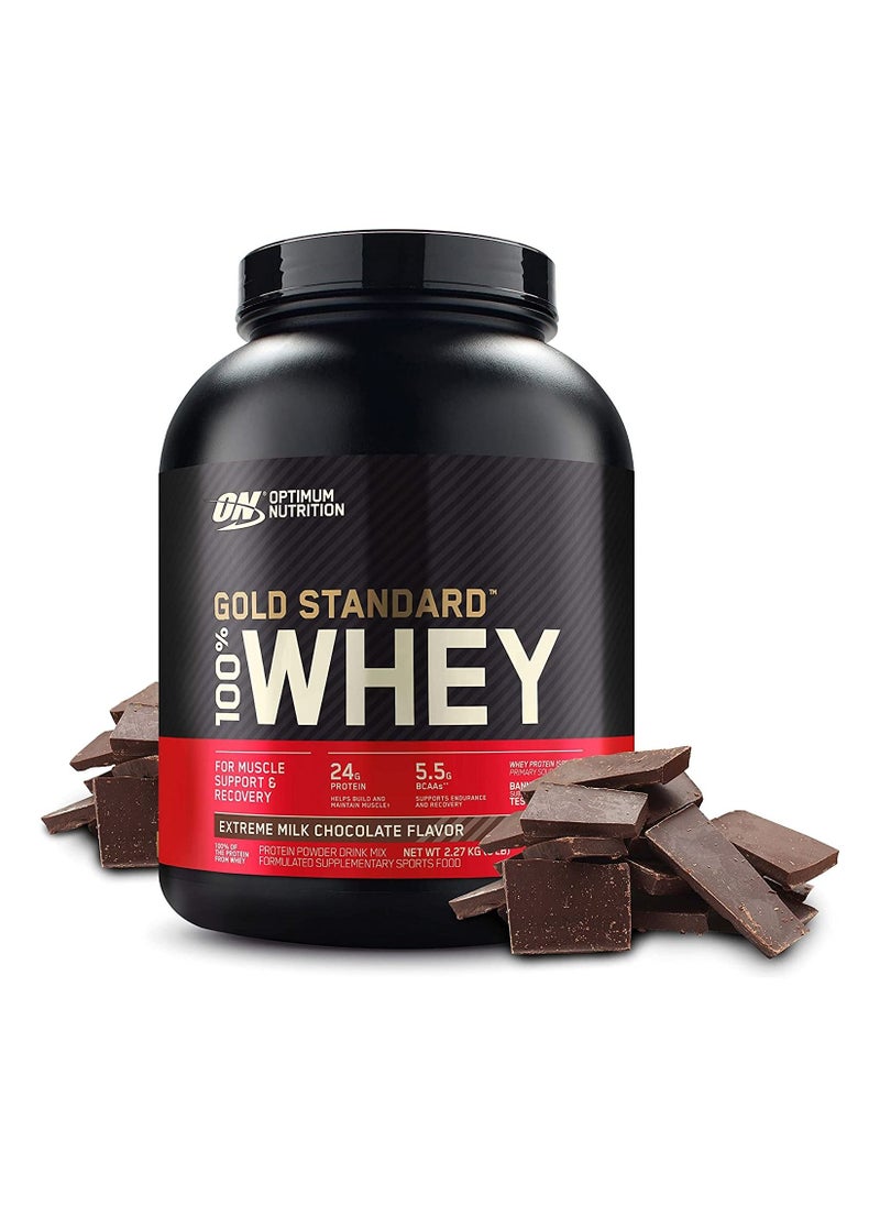 Optimum Nutrition - Gold Standard 100% Whey Protein Powder, for Muscle Support & Recovery, Primary Source Whey Protein Isolate - Extreme Milk Chocolate, 2.27 Kgs (5 lbs), 70 Servings - Image 1