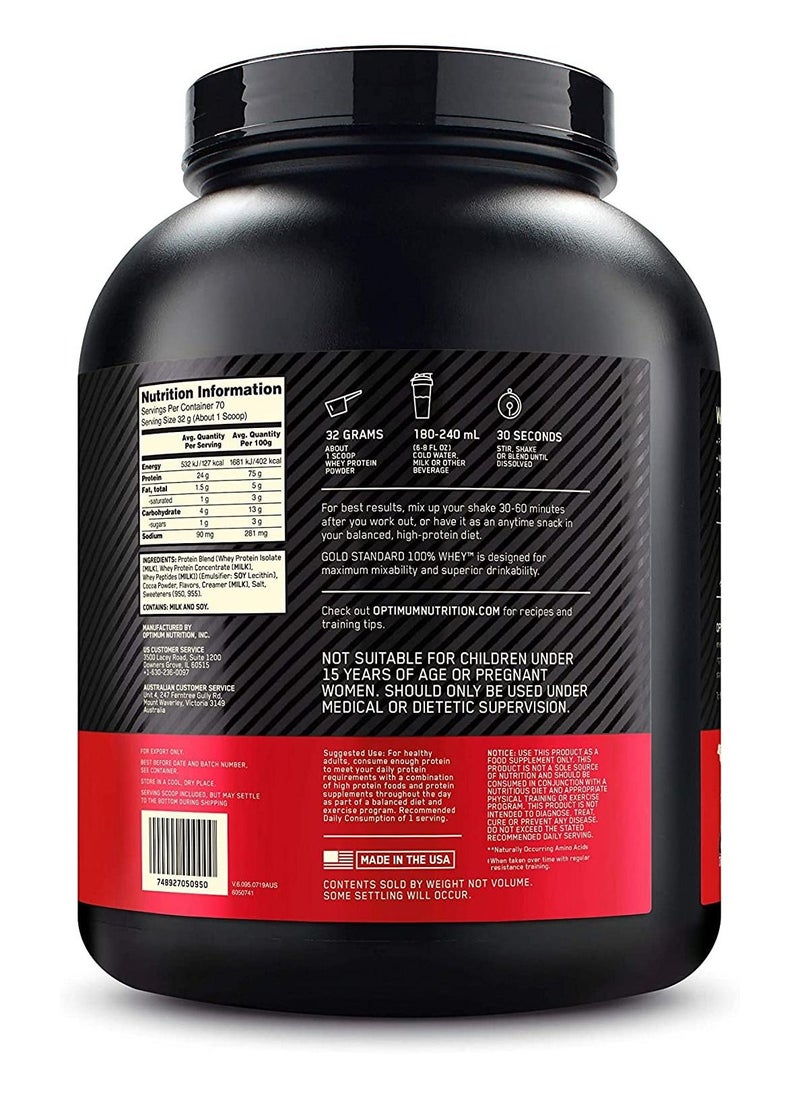 Optimum Nutrition - Gold Standard 100% Whey Protein Powder, for Muscle Support & Recovery, Primary Source Whey Protein Isolate - Extreme Milk Chocolate, 2.27 Kgs (5 lbs), 70 Servings - Image 1