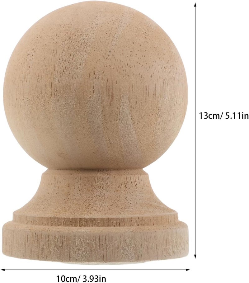Unfinished Wooden Finial Toppers for Fence and Stair Posts, Decorative Wood Post Caps for DIY Crafts and Home Decor, 10x12cm Natural Wood Baluster Accessories for Rustic Garden - Image 2