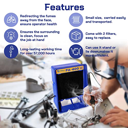Antidious Fume Extractor Anti-ESD Solder Smoke Absorber Portable Filter for Soldering DIY Fan Extraction Equipment with Spare Activated Carbon for Brazing Welding Soldering, Fume Prevention Remover - Image 4