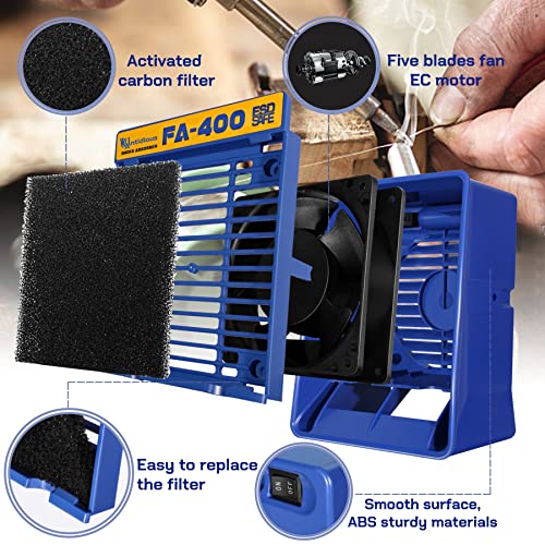 Antidious Fume Extractor Anti-ESD Solder Smoke Absorber Portable Filter for Soldering DIY Fan Extraction Equipment with Spare Activated Carbon for Brazing Welding Soldering, Fume Prevention Remover - Image 2