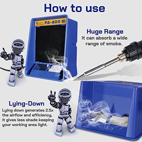 Antidious Fume Extractor Anti-ESD Solder Smoke Absorber Portable Filter for Soldering DIY Fan Extraction Equipment with Spare Activated Carbon for Brazing Welding Soldering, Fume Prevention Remover - Image 3