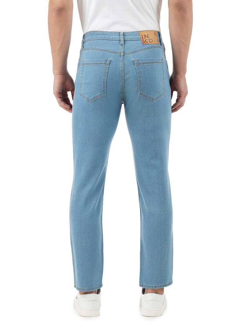 inkd جينز رجالي ضيق - متوسط الارتفاع | مزيج القطن | غرزة التباين | قماش قابل للتمدد | تصميم كلاسيك 5 بوكت - Image 3