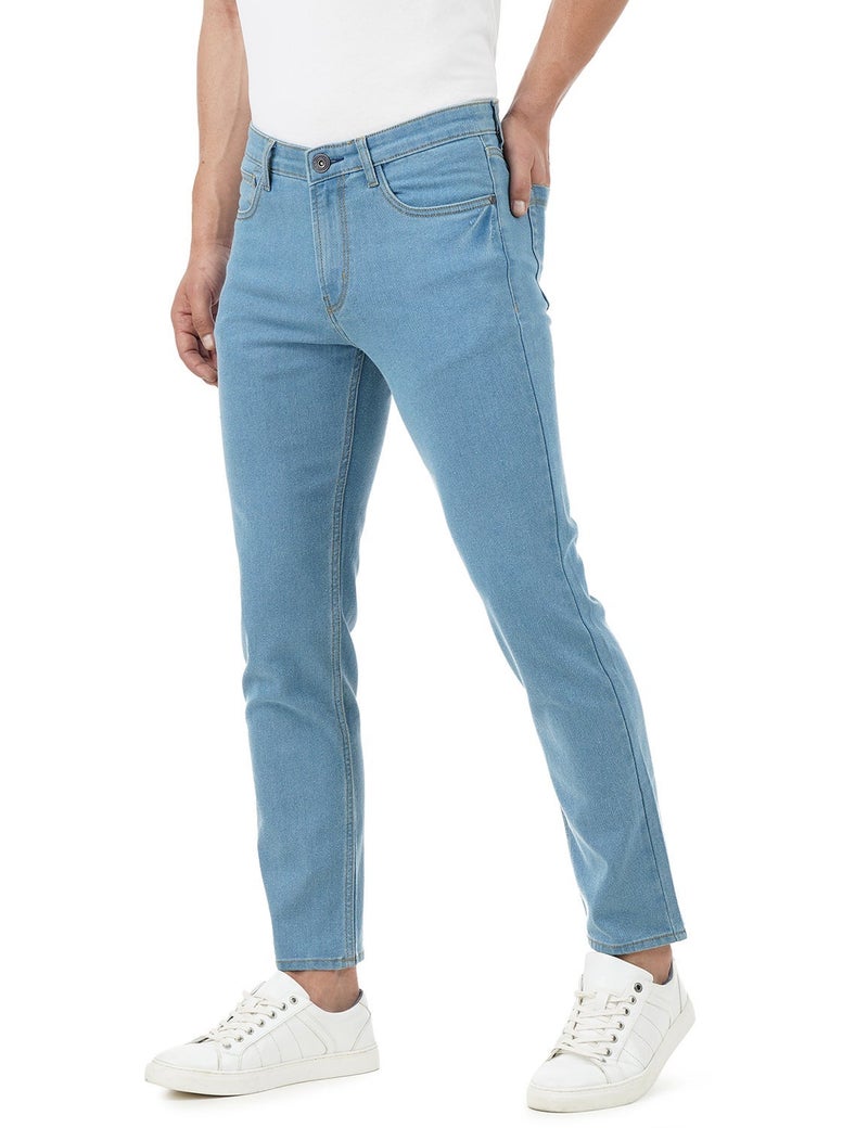 inkd جينز رجالي ضيق - متوسط الارتفاع | مزيج القطن | غرزة التباين | قماش قابل للتمدد | تصميم كلاسيك 5 بوكت - Image 4