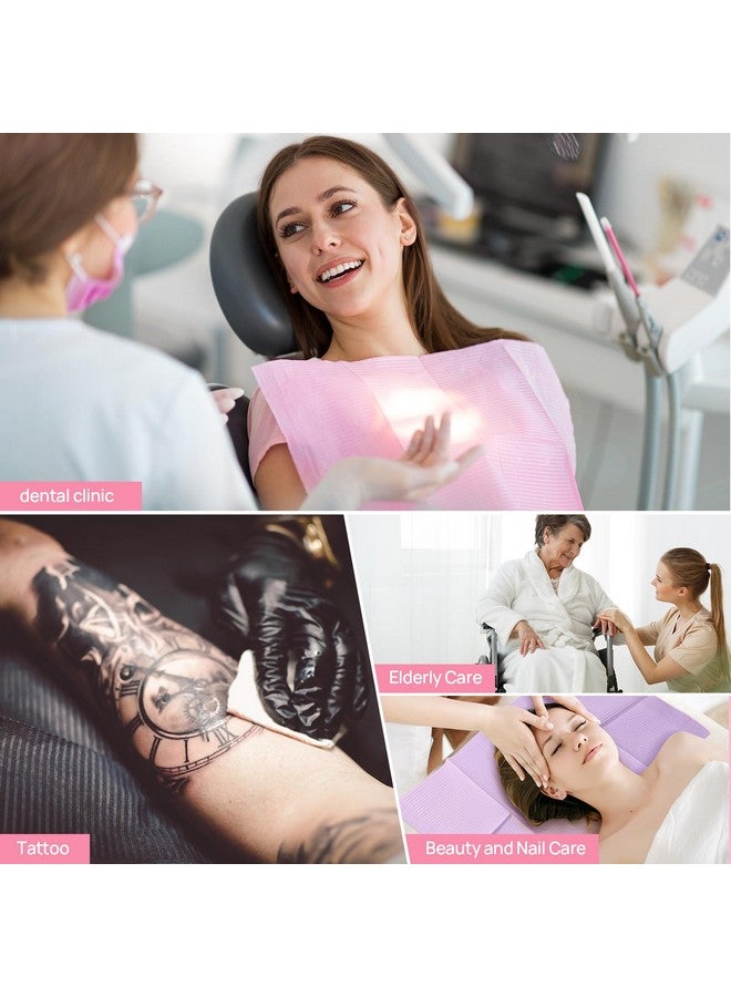 JMU 125 Pack Dental Bibs, Pink Dental Bibs Disposable 3-Ply, 13" x 18" Patient Bibs Medical Tray Covers - Image 5