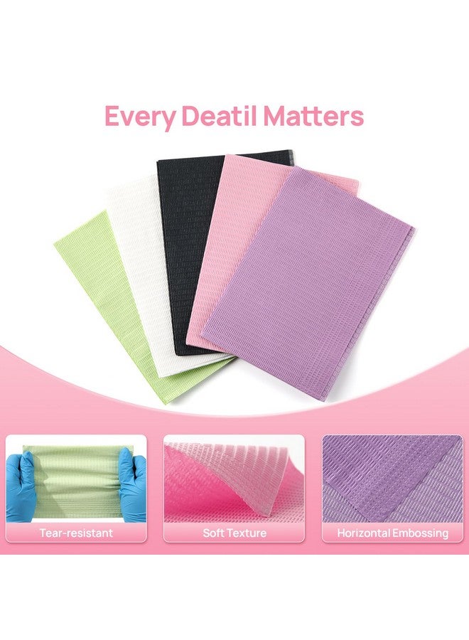 JMU 125 Pack Dental Bibs, Pink Dental Bibs Disposable 3-Ply, 13" x 18" Patient Bibs Medical Tray Covers - Image 3