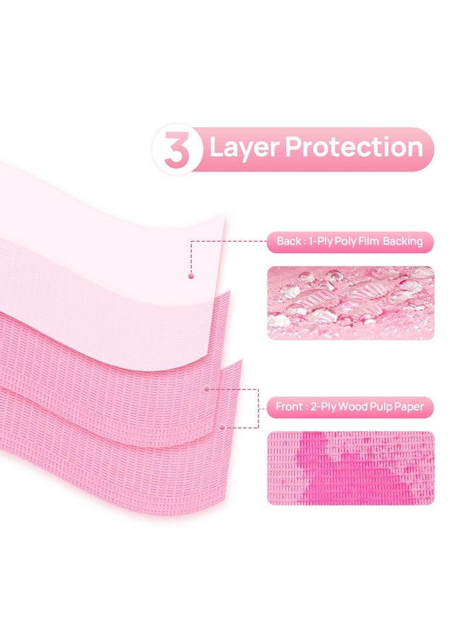 JMU 125 Pack Dental Bibs, Pink Dental Bibs Disposable 3-Ply, 13" x 18" Patient Bibs Medical Tray Covers - Image 2
