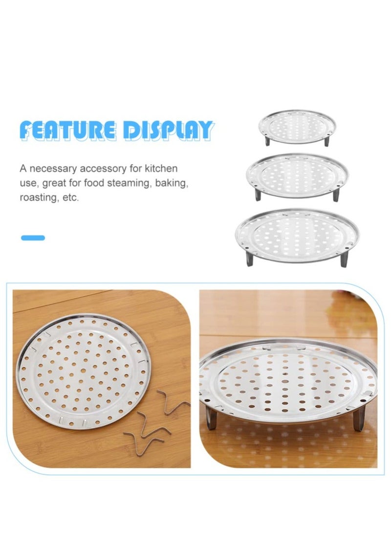 Steamer Rack, 3 Pcs Stainless Steel Steamer Pan Baking Cooling Rack Trivet Stand Kitchen Food Steaming Pans Steamer Basket for Dim Sum Dumpling Silver - Image 4