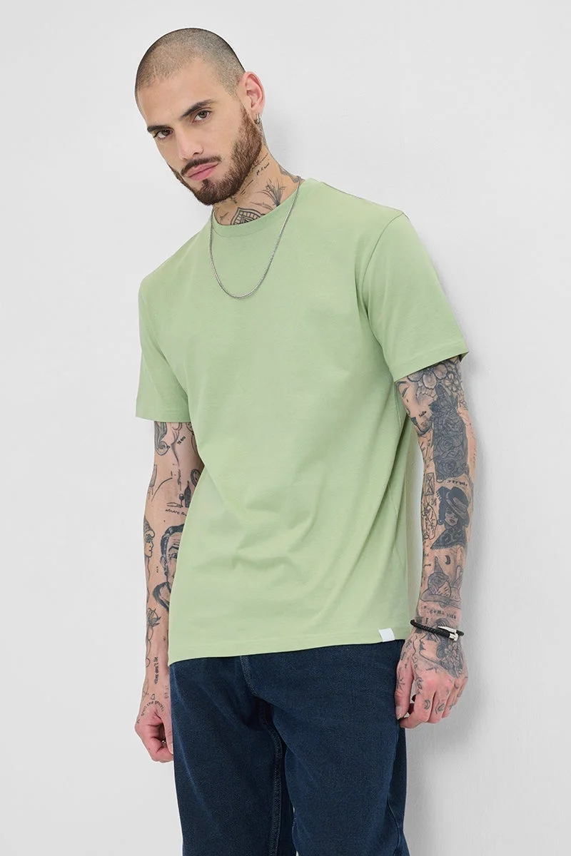 SNITCH Core Lab Light Green Regular Fit T-Shirt