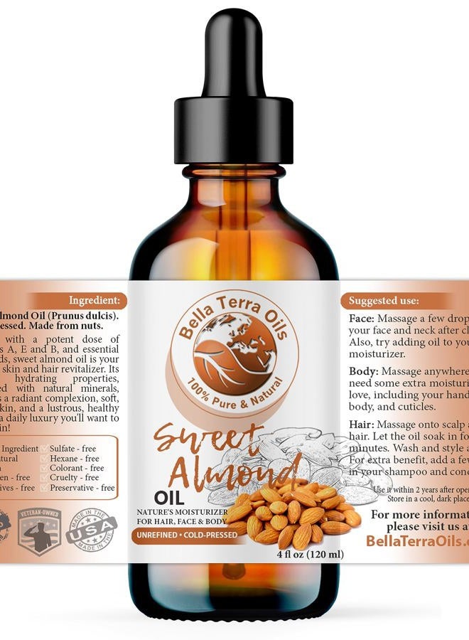 Bella Terra Oils Organic Sweet Almond Oil 8oz - A Deep Dive into Almond's Vitamin A & Linoleic Acid Profile, Superior Cold-Pressed Delight for Skin - Image 2