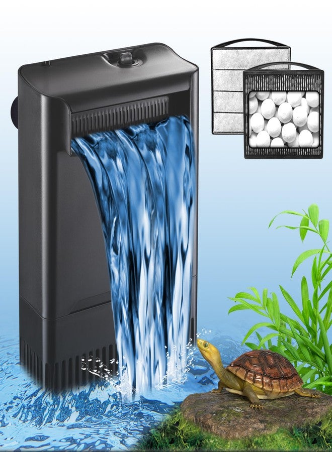 TARARIUM Turtle Tank Filter Aquarium Filter Power Adjustable 20-75 Gal. 290GPH Large Internal Filter 3-Stage Waterfall Bio-Filtration Low Water Level for Freshwater Saltwater Fish Tank Reptile Shrimp Frog - Image 1