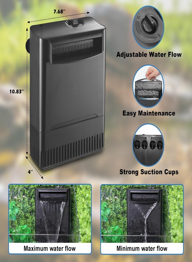 TARARIUM Turtle Tank Filter Aquarium Filter Power Adjustable 20-75 Gal. 290GPH Large Internal Filter 3-Stage Waterfall Bio-Filtration Low Water Level for Freshwater Saltwater Fish Tank Reptile Shrimp Frog - Image 5
