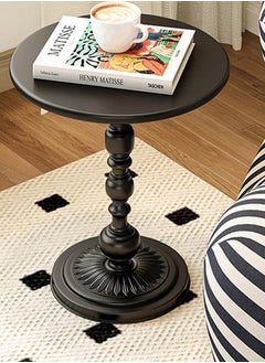 Generic Side Table, Round Living Room Sofa End Table, Metal Bedside Small Desk Stand, Movable Nightstand, Modern Corner Tea Table, Rustic Style Acdent Tables, Bedroom, Office & Balcony, Easy to Assemble  - Image 1